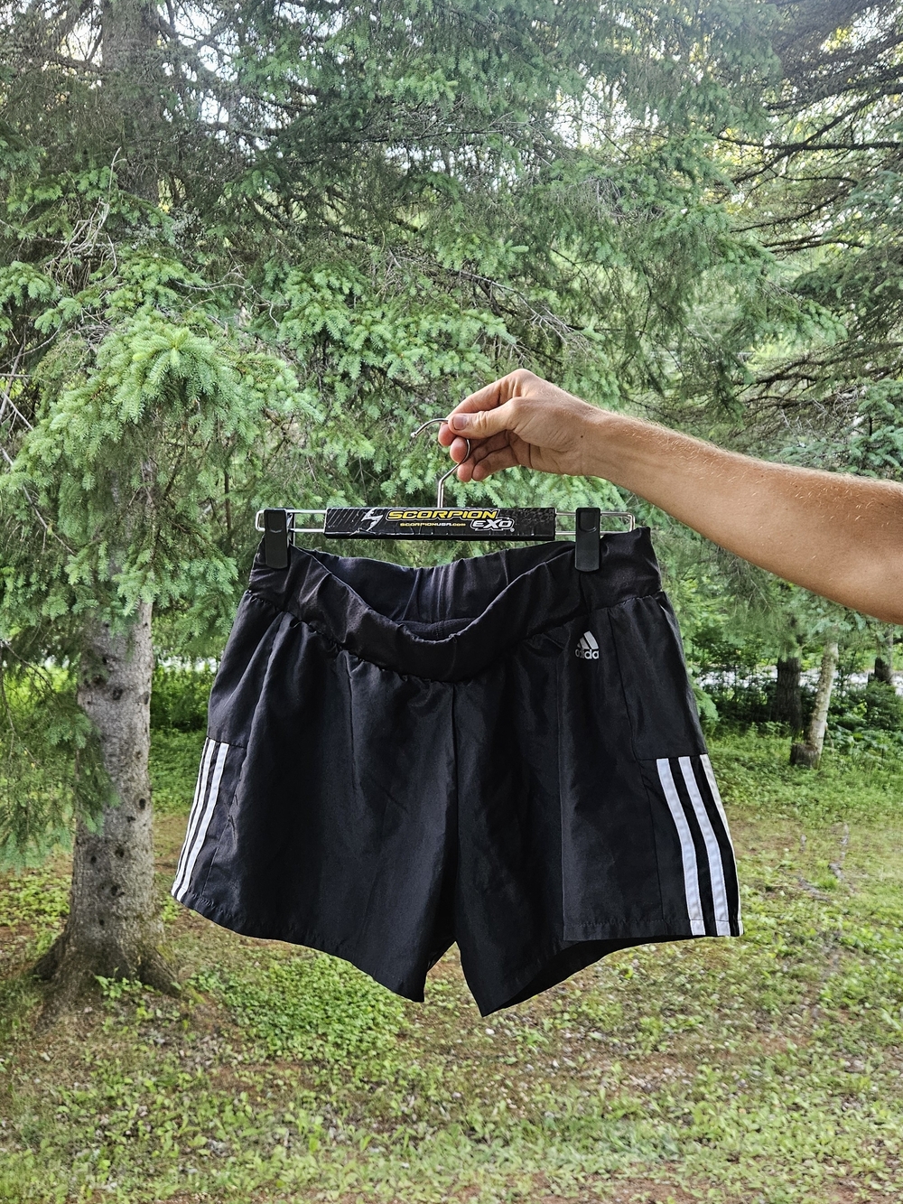 adidas Black Athletic Shorts with White Side Stripes